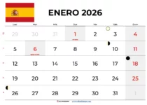 Calendario Enero 2026 España