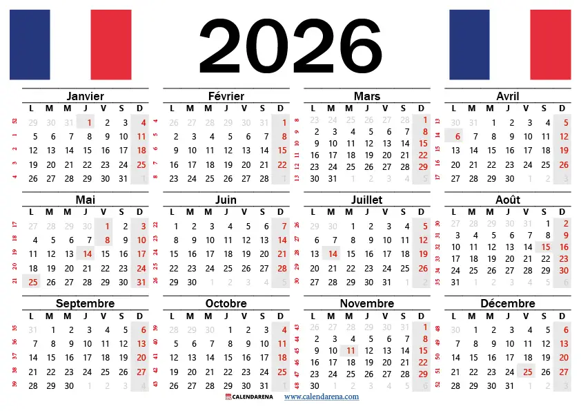 Calendrier 2026 À Imprimer Format A4