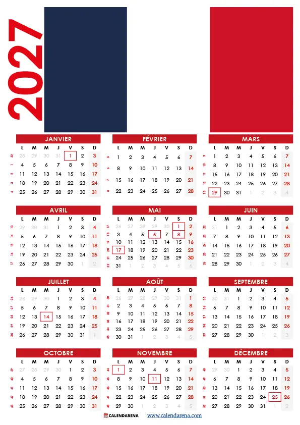 Calendrier 2027 À Imprimer