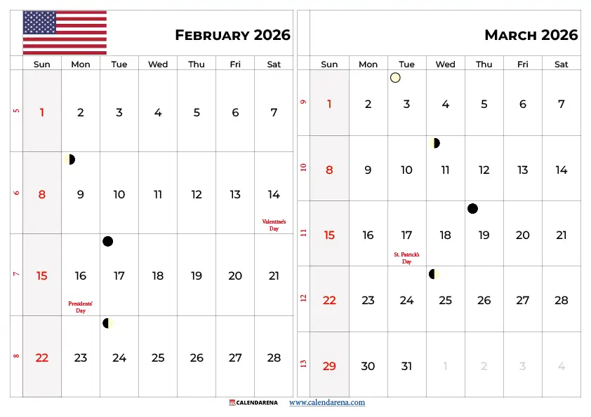 February And March 2026 Calendar