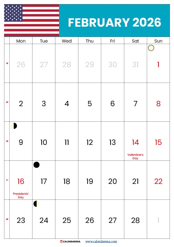 February Holidays 2026 PDF