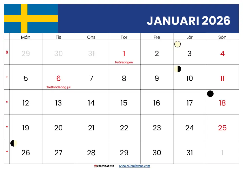 Januari 2026 Kalender