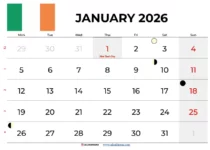 January 2026 Calendar Ireland