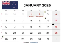 January 2026 Calendar Nz Printable