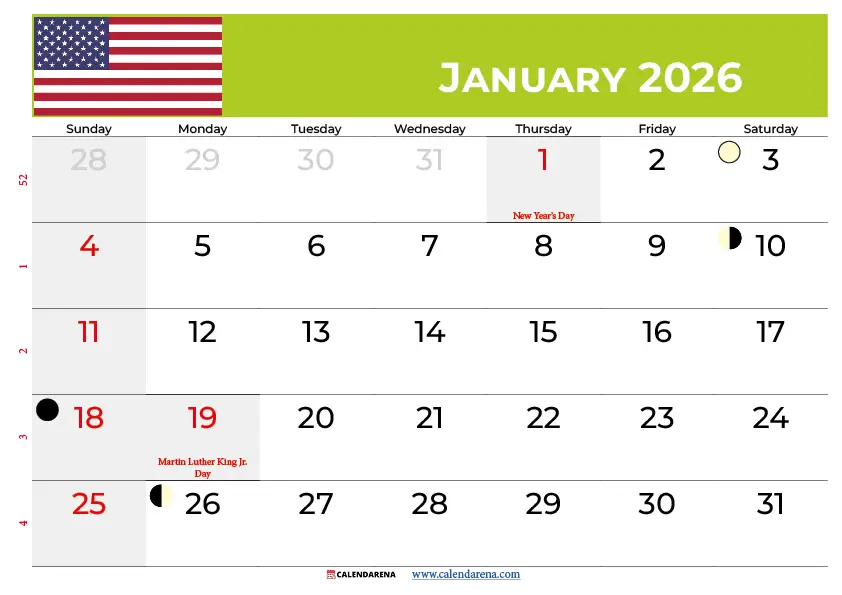January 2026 Calendar S