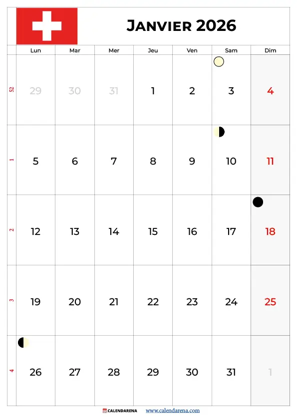 Janvier 2026 À Imprimer Suisse