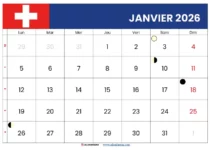 Janvier 2026 Calendrier Suisse