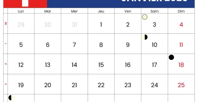 Janvier 2026 Calendrier Suisse