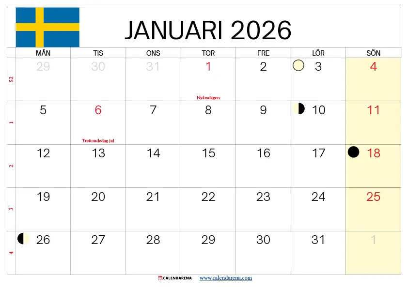Kalender 2026 Januari