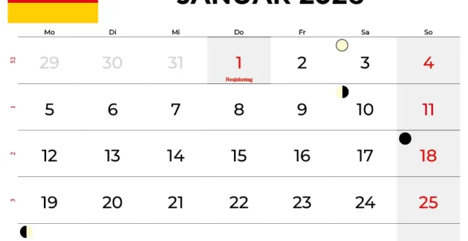 Kalender Januar 2026