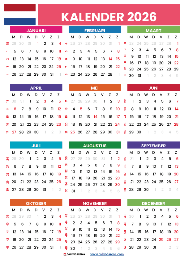 Kalender 2026 Met Weeknummers Nederland Kalender 2026 Met Weeknummers Nederland