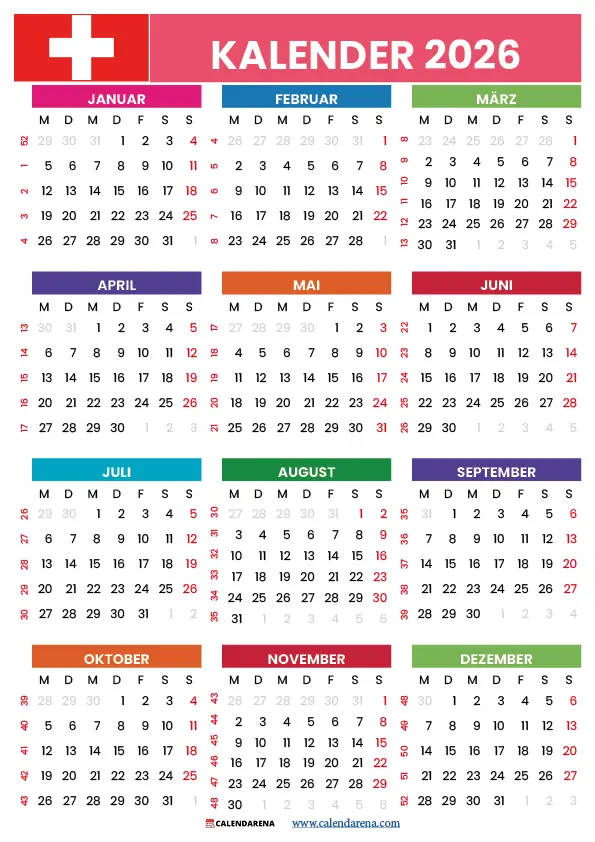 Mondkalender 2026 Zum Ausdrucken Schweiz