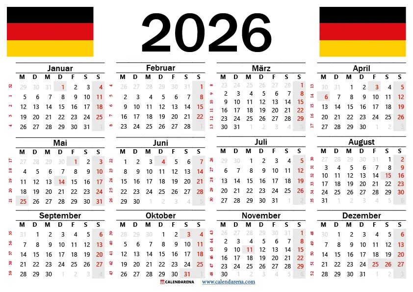 jahreskalender 2026 zum ausdrucken