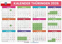 kalender 2026 Thüringen
