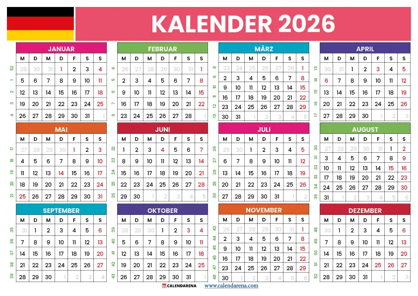 kalender 2026 mit ferien