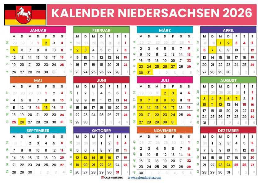 kalender 2026 nrw mit ferien