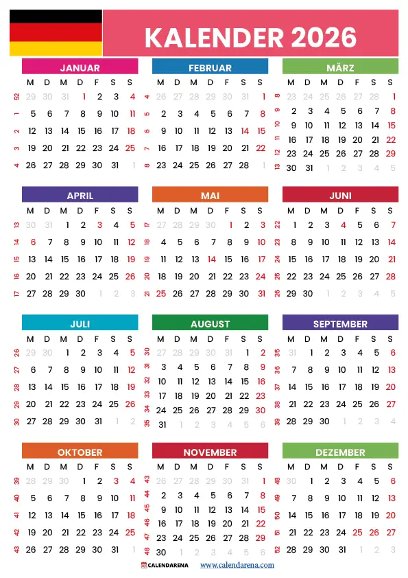 kalender 2026 zum ausdrucken