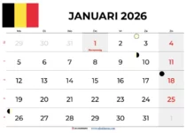 kalender januari 2026 pdf België