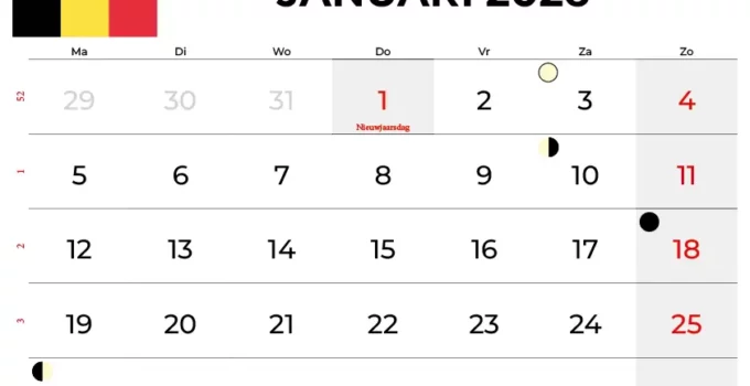 kalender januari 2026 pdf België