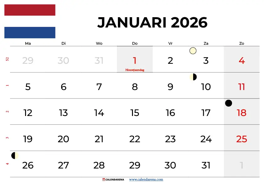 kalender januari 2026