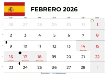 Calendario Febrero 2026 España