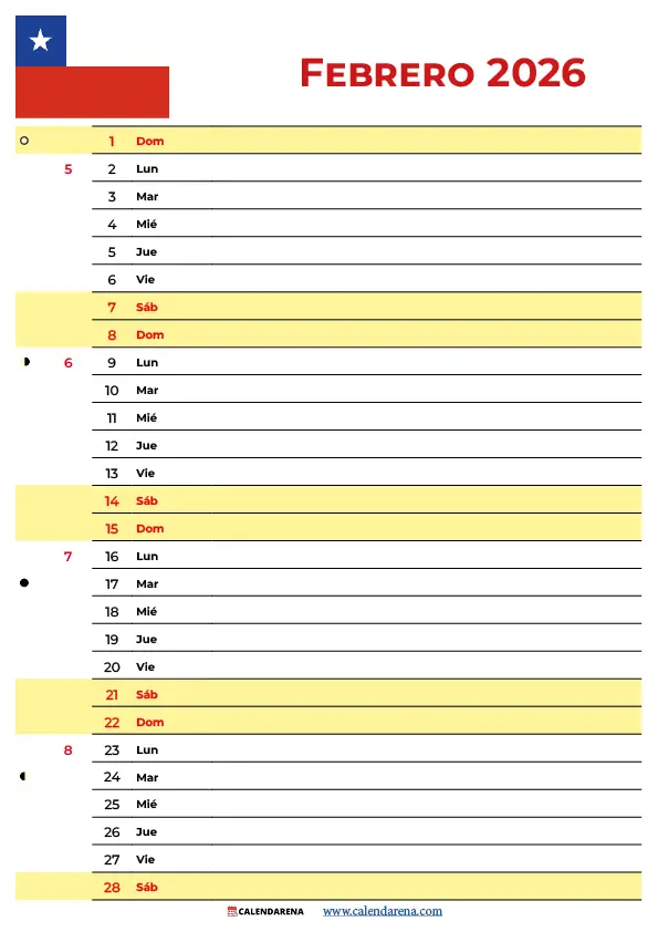 Calendario Febrero 2026 Para Imprimir