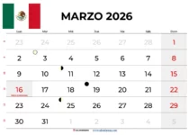 Calendario Marzo 2026 México