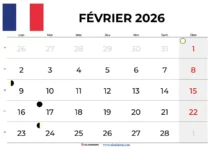 Calendrier Fevrier 2026 À Imprimer Gratuit