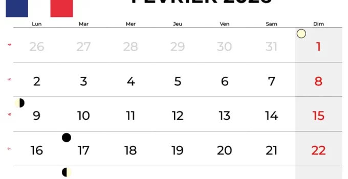 Calendrier Fevrier 2026 À Imprimer Gratuit