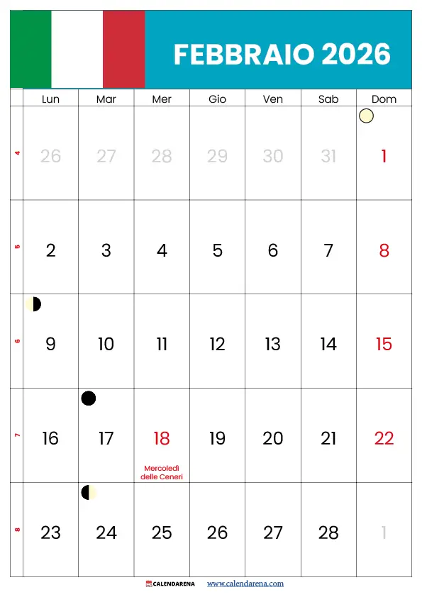 Febbraio 2026 Calendario