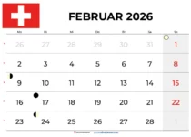 Februar 2026 Kalender Schweiz