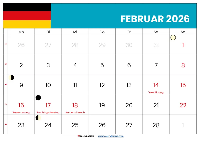 Februar 2026 Kalender