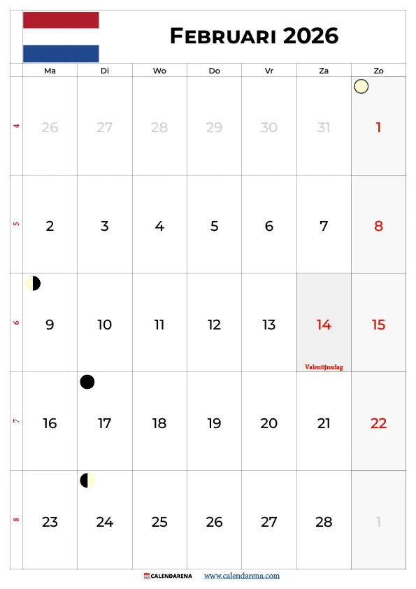 Februari 2026 Kalender