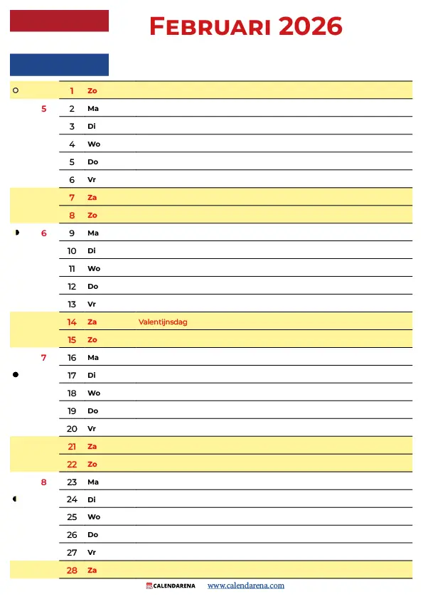 Februari Kalender 2026