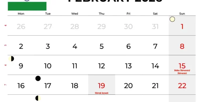 February 2026 Calendar With Holidays India