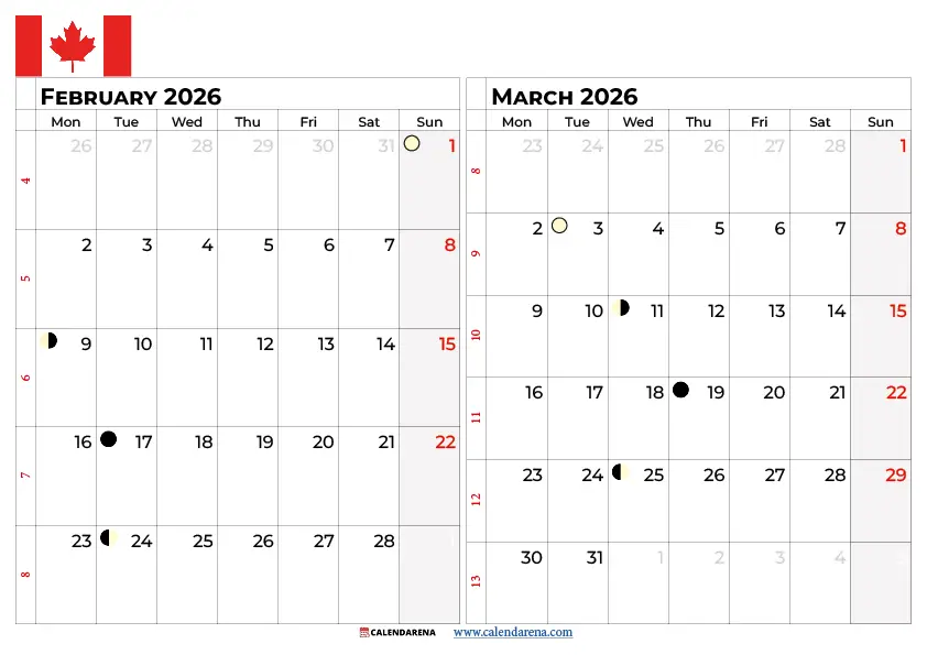 February March 2026 Calendar
