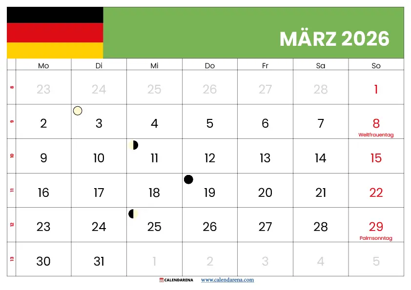Kalender 2026 März