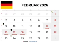 Kalender Februar 2026