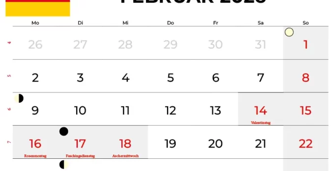 Kalender Februar 2026