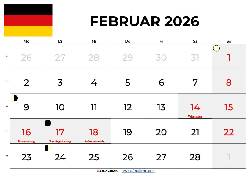 Kalender Februar 2026