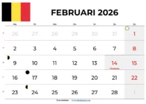 Kalender Februari 2026 België
