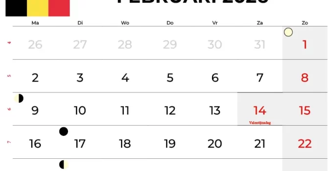 Kalender Februari 2026 België