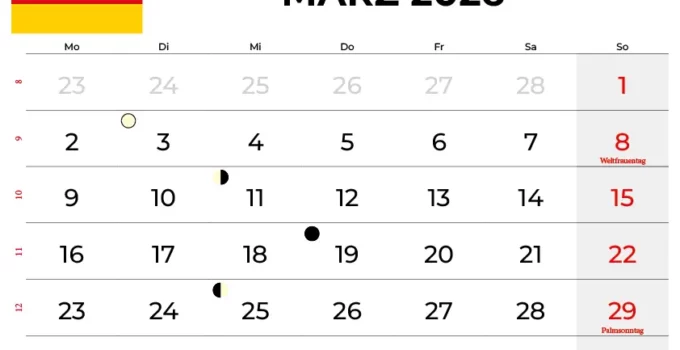 Kalender März 2026 Mit Feiertagen