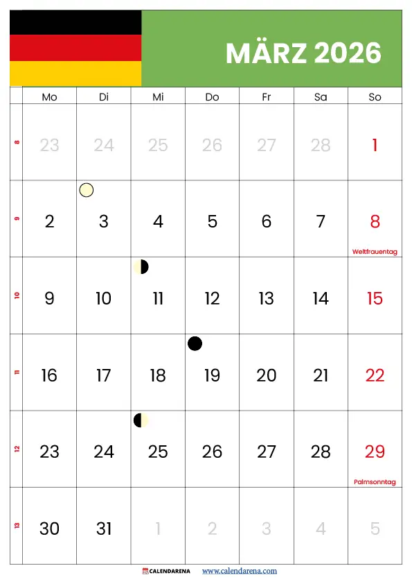 Kalender März 26