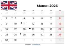 March 2025 Calendar Uk
