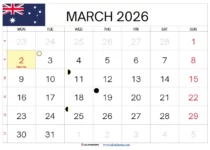 March 2026 Calendar Australia With Holidays
