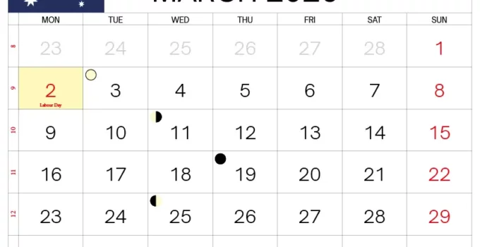 March 2026 Calendar Australia With Holidays