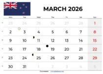 March 2026 Calendar Nz