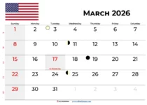 March 2026 Calendar Usa