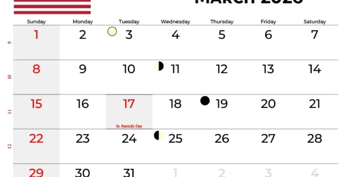 March 2026 Calendar Usa